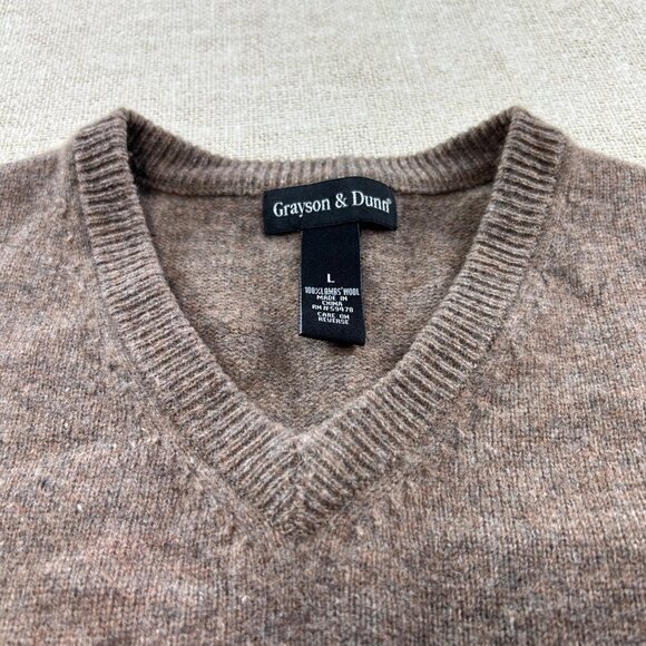 Grayson & Dunn Men's SZ Large Brown 100% Lamb's Wool Sweater - Picture 7 of 7